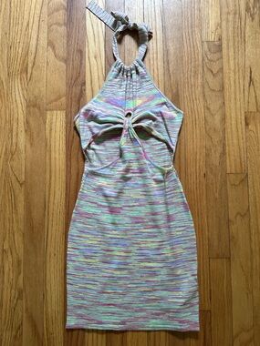 Adika Pastel Multi-Color Halter Cutout Bodycon Dress